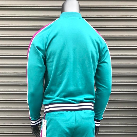 Men's Fila Turquoise | Pink Track Jacket - Picture 2 of 3
